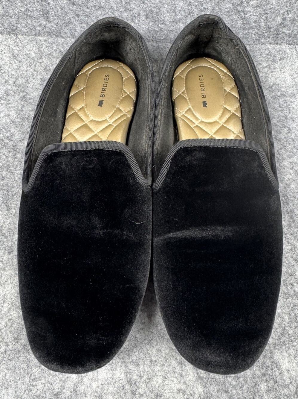 Birdies The Starling Black Velvet Slip on's Classic Flat Loafer Women's Size 7.5